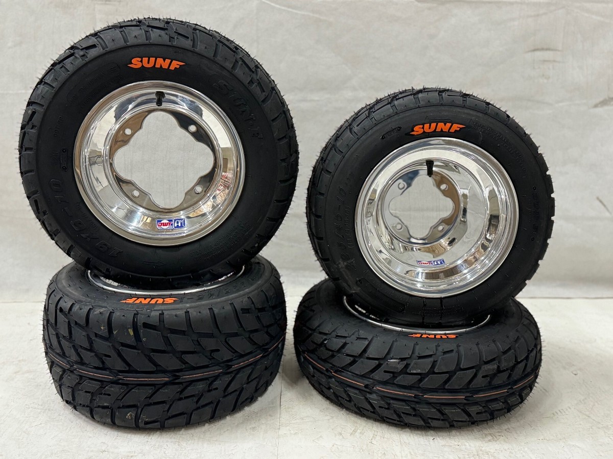 DWT G3 Rear Blue Beadlock Wheels Rims Pair 9 9x8 3+5 4/115 Banshee