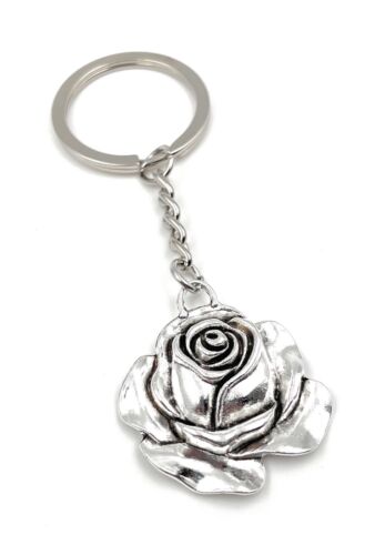 Keychain Rose Flower Silver Metal Pendant Charm - 第 1/5 張圖片