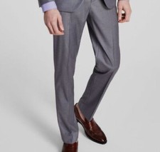 Kenneth Cole Reaction Men's Gray Techni-Cole Slim-Fit Dress Pants Size 35W 32L