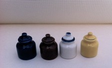 Four Assorted Coloured Storage Jars with Lids ,Dolls House Miniatures 1.12 Scale