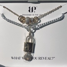 Bomb Party Luxe Layers Necklaces Lock It In NK11704 CZ Gold And Silver Plating