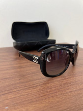 CHANEL Sunglasses 5183-A c.501/3C Black Oversized Silver Coco Mark Italy 59-18