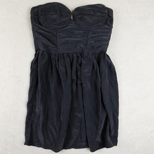 Zimmermann Dress Womens 3 Black Vanishing Range Ruched Bustier Silk Mini