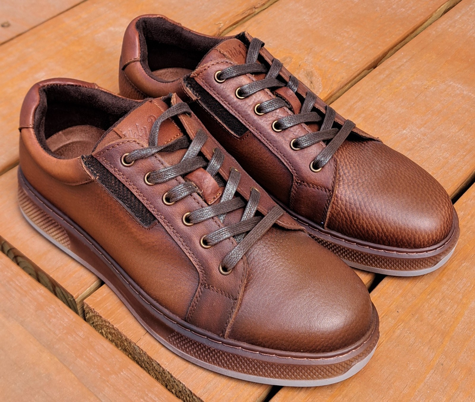 Men's Leather Oxford Casual Shoes, Brown, Size 9