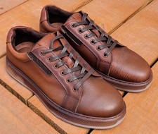 Men's Leather Oxford Casual Shoes, Brown, Size 9