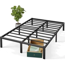 14 Inch Elias Metal Platform Bed Frame, Steel Support, No Box Spring Needed, ...