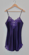 Vintage 90's VICTORIA'S SECRET Gold Label Purple Lace Chemise Nightgown Dress, L