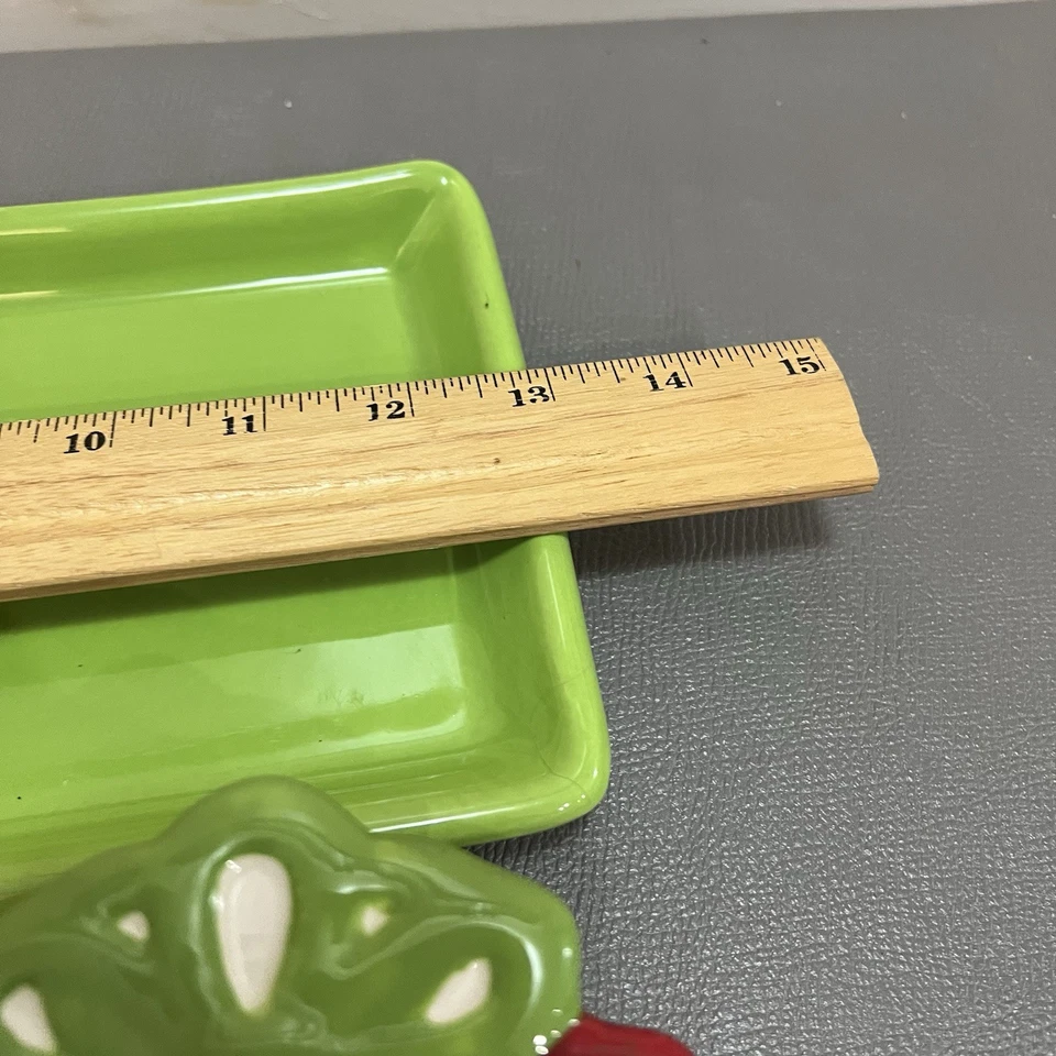 4 PC REAL HOME STONEWARE 3-SECTION WRAPPED GIFT W/BOW SERVING TRAYS w/ Platter - Image 3 of 4