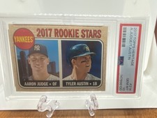 2017 Topps Heritage Rookie Stars Aaron Judge, Tyler Austin #214 (RC) PSA 10 Card. rookie card picture