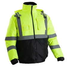 Yellow-Black High Visibility Waterproof Reflective Winter Safety Jacket L