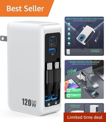 High Power 120W USB C Charger with Dual Cables for Multiple Devices
