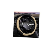 Flat Bottom Steering Wheel Cover For Vw Tiguan 2016-2025 Leather D Shape Beige Flat Bottom Steering Wheel Cover For Vw Tiguan 2016-2025 Leather D Shape Beige