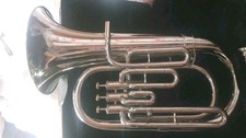EUPHONIUM 3 VALVE OF PURE BRASS IN SILVER CHROME POLISH CASE BOX FREE SHIPPING