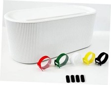 Cable Management Box, White Cord Organizer Box with Lid, 12.4 x 5.1 x 4.8 in,