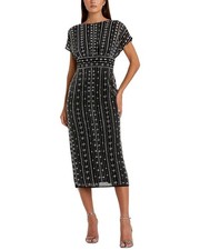 Mac Duggal Cap Sleeve Empire Waist Sheath Midi Dress Women's