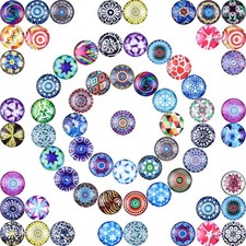 200 Pieces 12mm Mosaic Printed Glass Dome Cabochons Mixed Color Flower Patter...