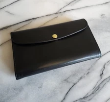 Vintage COACH Black Full-Grain Leather Bifold Combination Checkbook Wallet #4730