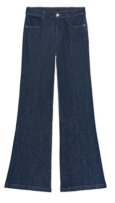 ZARA Trousers Ladies UK Size L Indigo Blue Z1975 Flared Seam