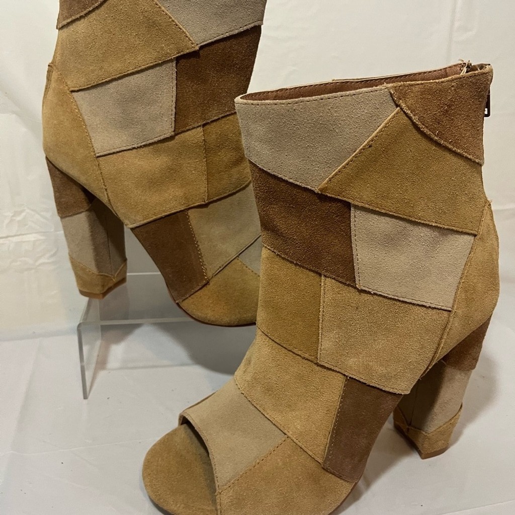 Torrid Boots Patchwork Booties Peep toe Boots Bro… - image 7