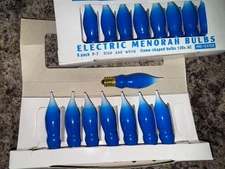 Rite Lite Co Electric Menorah or Candle Bulbs 17 Blue Flame Shaped C7 120V NEW