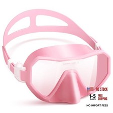 Swim Goggles with Nose Cover for Adults, Wide View Diving Mask for Men Pink