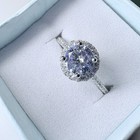 New Moissanite 1 ct Round Cut With Halo 925 Sterling Silver Ice Blue Ring sz 8 — photo 3
