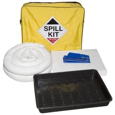 50 Litre Oil and Fuel Spill Kit in Yellow Shoulder Bag with Drip Tray   Portable