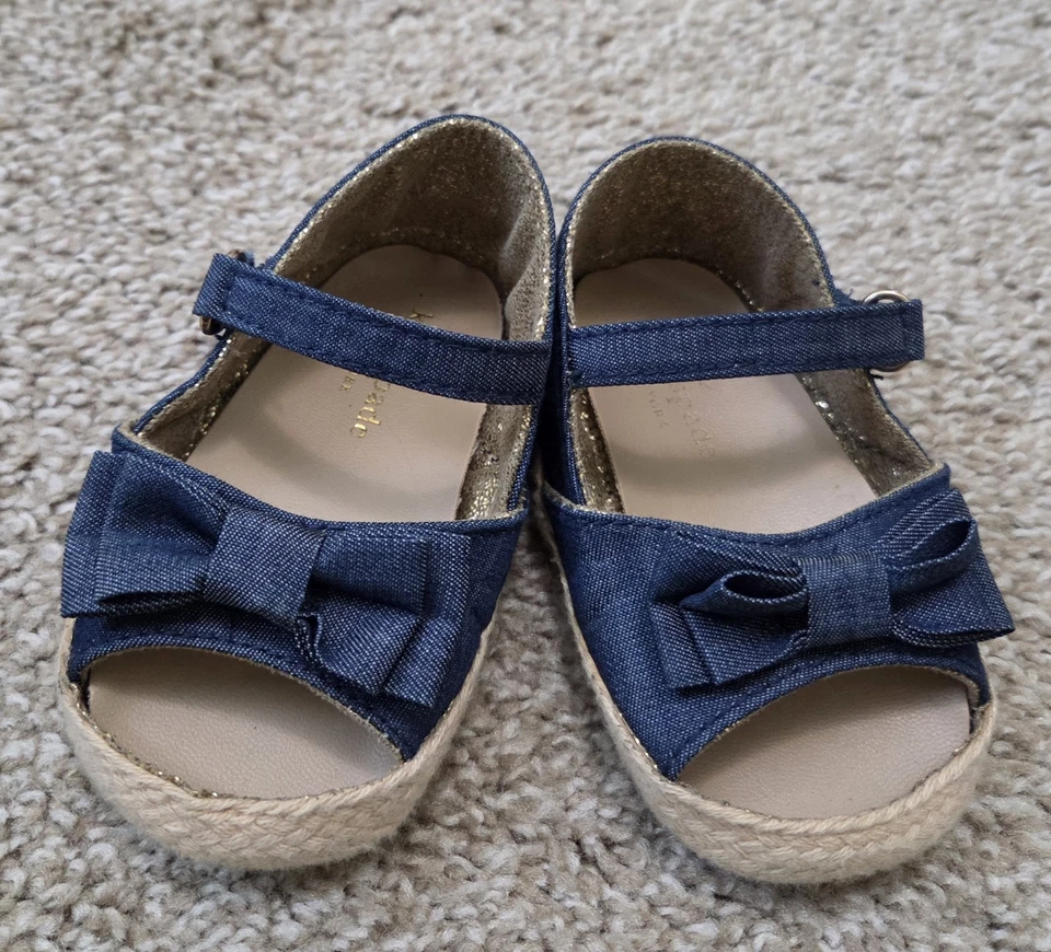 Kate Spade Baby Girl 9-12m Sandals Shoes Denim & Gold - Image 2 of 4