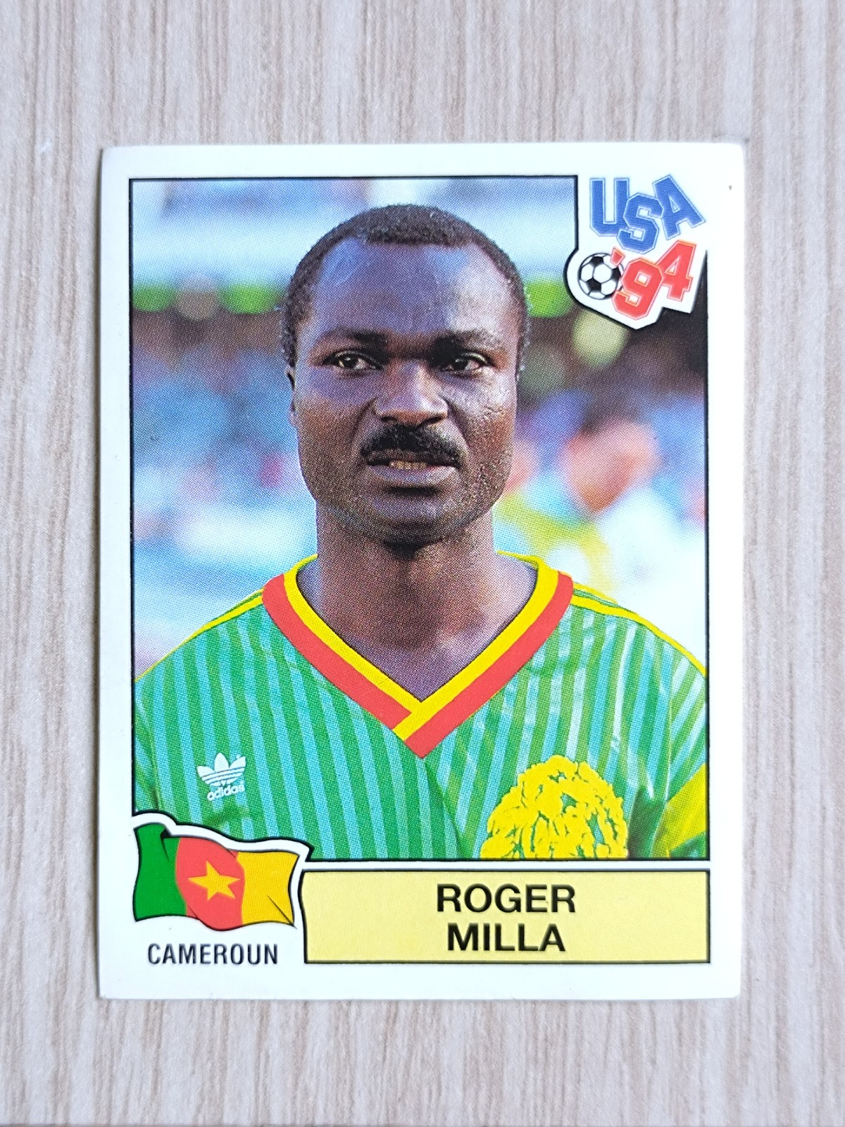 Panini World Cup 1994 USA '94 Figurina 144 Roger Milla retro nero Sticker