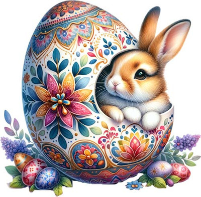 Bunter Osterhase Kaninchen Ei Wandbild Schlafzimmer Vinyl Aufkleber Abziehbild 6 Größen