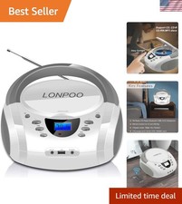 Portable Bluetooth Boombox with CD Player, FM Radio  USB - Elegant White Design