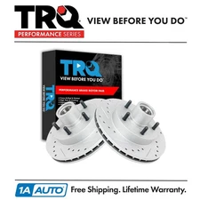 TRQ Performance Drilled Slotted Front Coated Brake Rotor Pair for Chevy S10