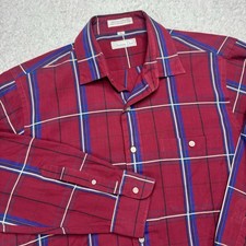 Christian Dior Men s Button-up Shirt Red Blue Plaid Large Designer Quiet Luxary
