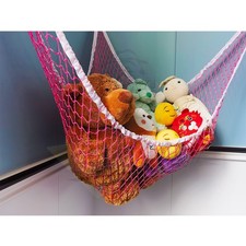 Stuffed Animal Pink Toy Hammock Net W/ LED Light Kids Toy Storage Organizer