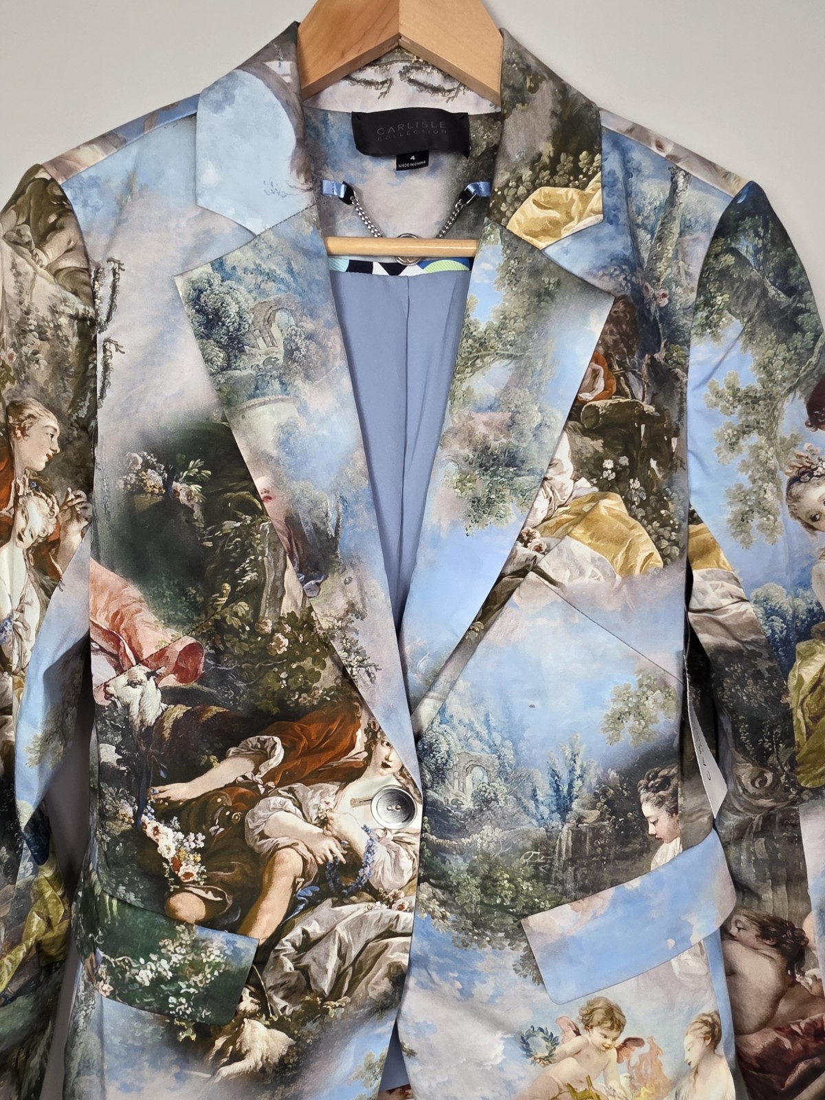 Carlisle Boucher Art Print Blazer Sz 4 $595 Luxury Rare Designer image 4