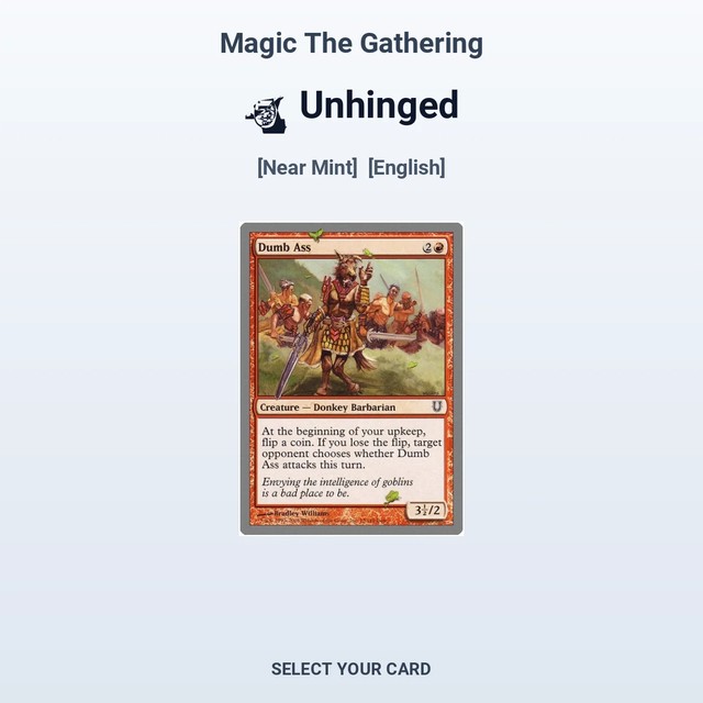 Magic The Gathering Unhinged - Select Your Cards (NM)