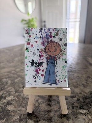 ACEO Original Mixed Media Collage Painting Art Card Country Girl