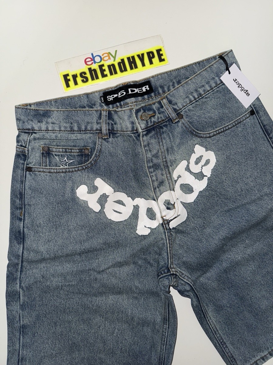 Sp5der Denim Jean Shorts Men's Size 30 Front Logo Young Thug Jorts