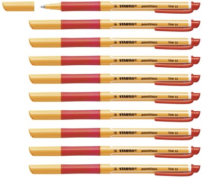 Gel Rollerball - STABILO pointVisco Box of 10 Red Red 10 Count (Pack of 1) Box