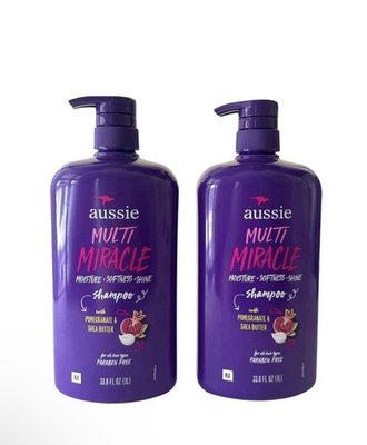 #ad 2 x Aussie Multi Miracle Shampoo 33.8 Fl Oz Pomegranate Shea Butter $29.99