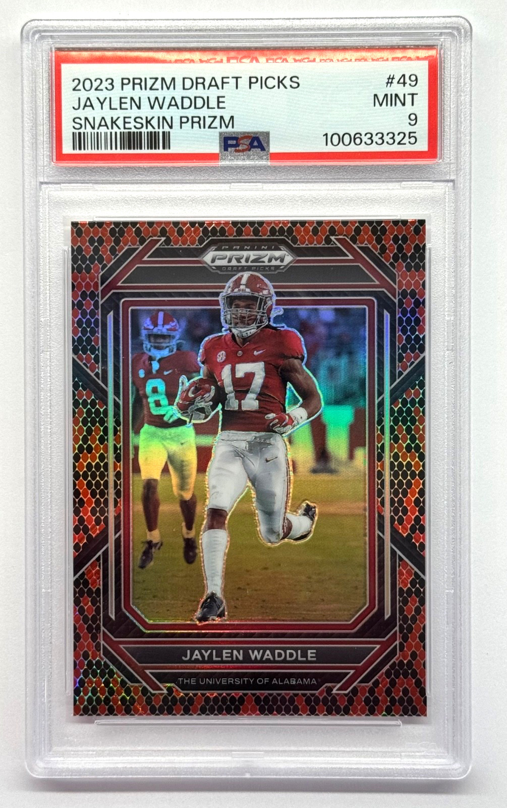 2023 Prizm Draft Picks Jaylen Waddle Snakeskin Case Hit Alabama PSA 9 MINT SSP