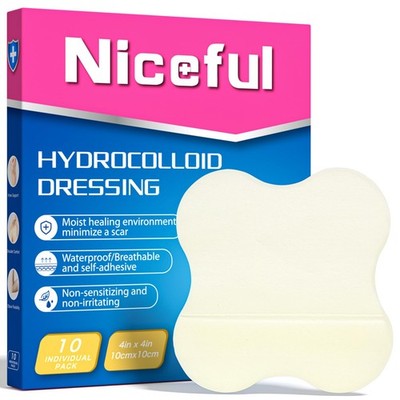 Niceful 10 Count Hydrocolloid Bandages Ultra Thin 4'' x (10 Dressings) 