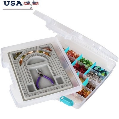 Quick View Bead Box Jewelry Storage W/ Anti-Tarnish Dividers Portable Case New
