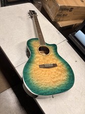 Cort Grand Audoritium Quilted Top Acoustic Electric Guitar Long Finish Cracks