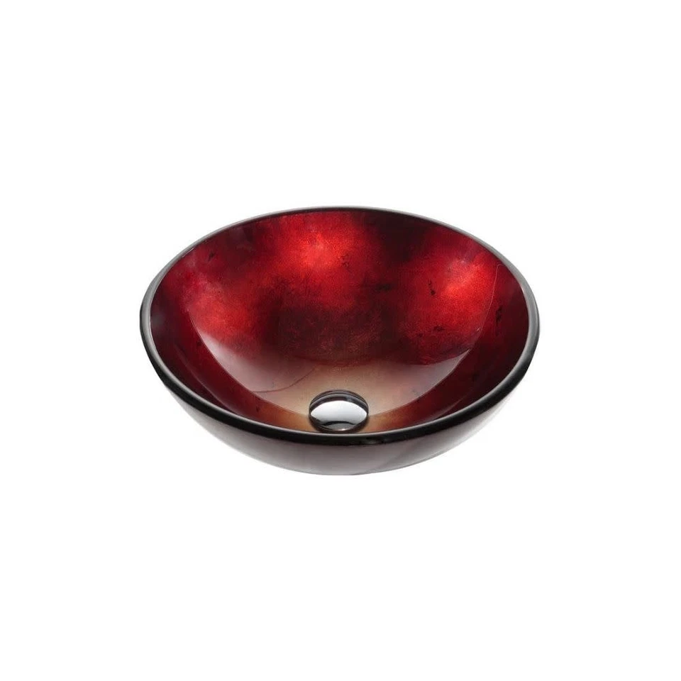 Vaso de vidrio rojo irrupción Kraus GV-200 Galaxy rojo 16-1/2" - cromo Foto 4 de 4