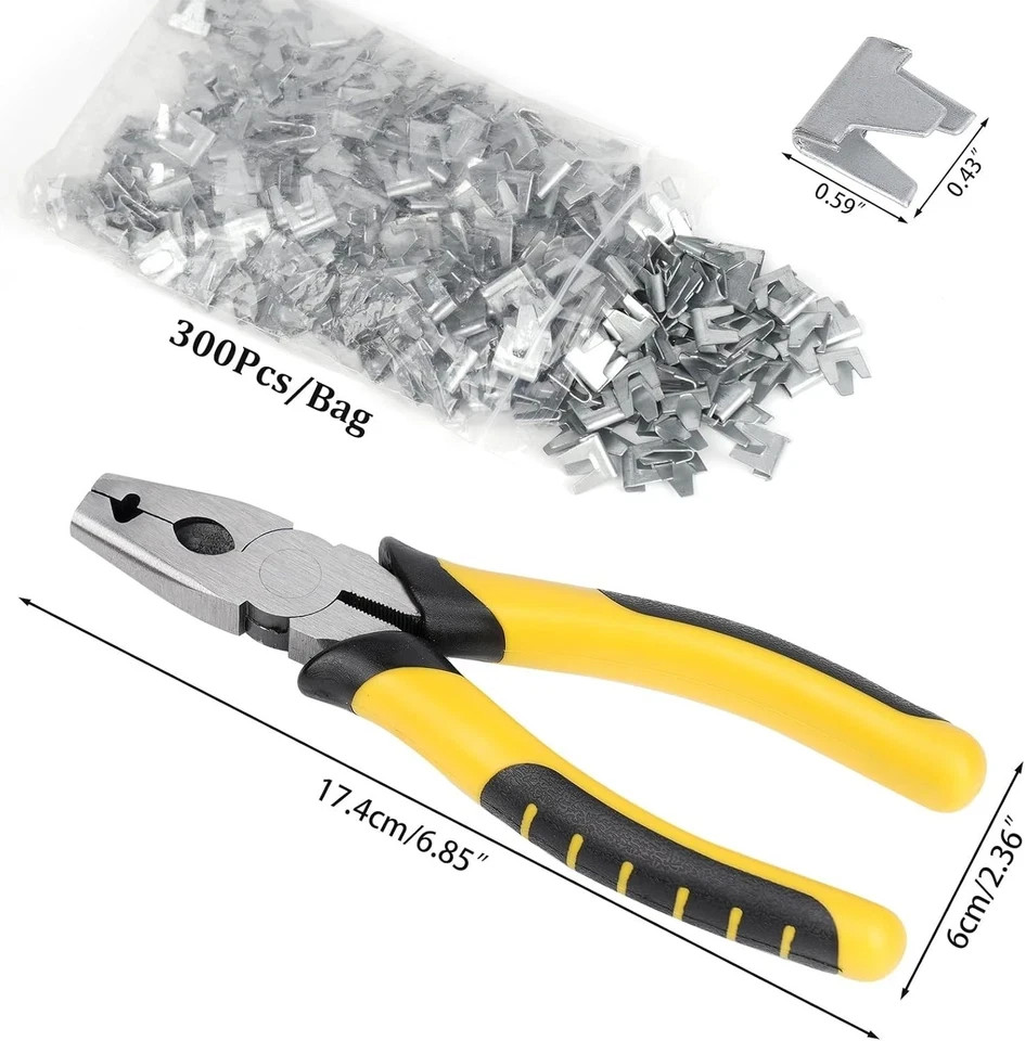 1800PCS Wire Cage Clips and Pliers Rabbit Chicken J Clip
