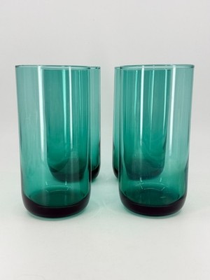 4 Metropolitan Libbey Juniper Emerald Green 18oz Water Tea 4 Glass Tumblers Vtg