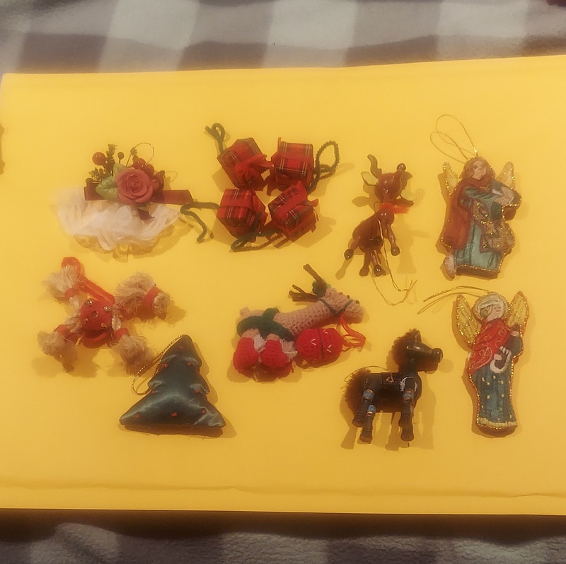 Lot of 12 vintage Christmas Hanging Ornaments Angels & Reindeer