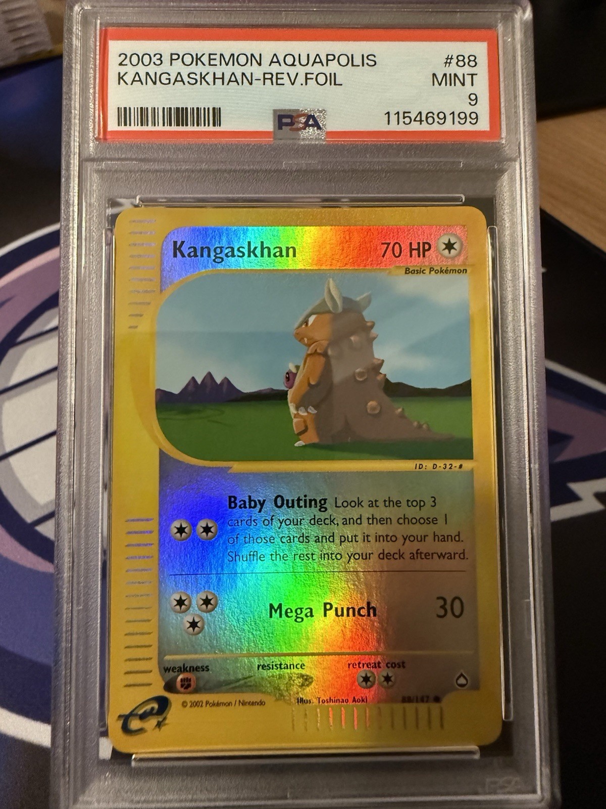 Kangaskhan 088/147 - PSA 9 New Cert - Aquapolis Reverse Holo - Fast & Safe Ship
