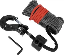  Synthetic Winch Rope Kit 9,650lbs Winch 1/4" x 50ft Blue Rope, Black Hook